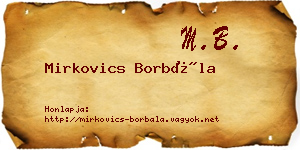 Mirkovics Borbála névjegykártya